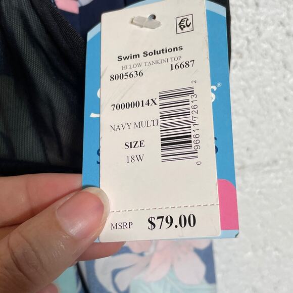 Swim Solutions Plus Size Printed Double-Strap Princess Tankini Top, 18W - Picture 11 of 11